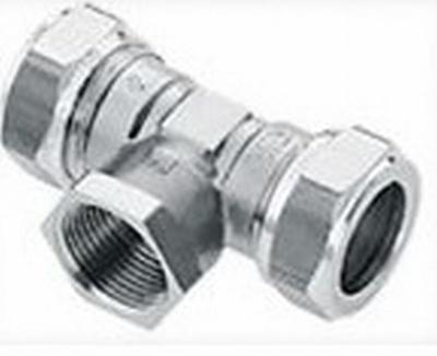 Bonfix knelkoppeling - T-stuk knel x binnendraad x knel - 22mm x 3/4 x 22mm - Vertint Messing