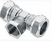 Bonfix knelkoppeling - T-stuk knel x binnendraad x knel - 22mm x 3/4 x 22mm - Vertint Messing - thumbnail