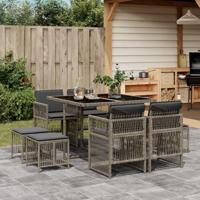 9-delige Tuinset met kussens poly rattan grijs - thumbnail