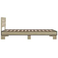 Bedframe bewerkt hout metaal sonoma eikenkleurig 120x200 cm - thumbnail