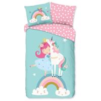 Good Morning Kinderdekbedovertrek "eenhoorn met regenboog" - Multi - (140x200/220 cm) - Katoen - thumbnail