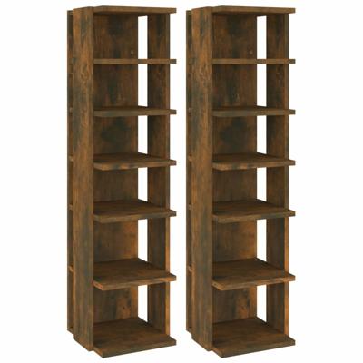 VidaXL Schoenenrekken 2 st 27,5x27x102 cm bewerkt hout gerookt eiken VidaXL Schoenenrekken 2 st 27,5x27x102 cm bewerkt hout gerookt eiken