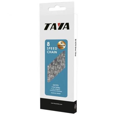 Taya ketting octo 1/2x3/32x116, 7-8 speed, zwart/zilver