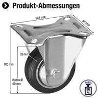 Metafranc Bokwiel 80Mm Rubber Vz W - WU0800620 - thumbnail