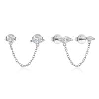 Stijlvolle Elenza Zilveren Oorbellen met Ketting en Zirkonia - Tijdloze Elegantie - thumbnail