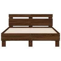 Bedframe met hoofdeinde en LED bruin eikenkleur 120x190 cm - thumbnail