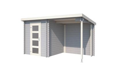 Blokhut met overkapping Jelle 370x175 Platinum Grey-Wit Outdoor Life - Outdoor life