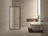 Skyline hoekinstap cabine met 2 schuifdeuren 1000 x 1000 x 2000 x 8 mm nano helder glas/mat zwart - thumbnail