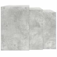 3-delige Tafeltjesset bewerkt hout betongrijs - thumbnail