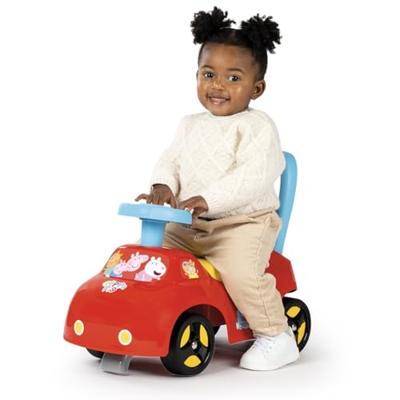 Smoby - 2 in 1 kinderautodrager - Peppa Pig - Doos onder het zadel + claxon - Vanaf 10 maanden - Made in France