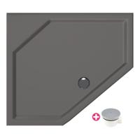 Douchebak Xenz Marshall | 100x100x4 cm | Incl.Afvoersifon-Chroom | Acryl | Vijfhoek | Antraciet mat - thumbnail