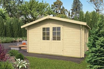 Tuindeco Dyre Blokhut 400x300 cm 40 mm vuren blank- Zadeldak- Onbehandeld vurenhout- Tuindeco