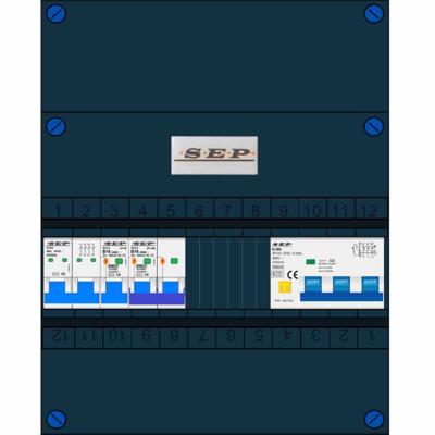 SEP 3 groepenkast 3 aardlekautomaten B16 30mA + kookgroep + krachtgroep 400V