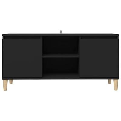 Tv-meubel met massief houten poten 103,5x35x50 cm zwart