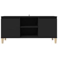 Tv-meubel met massief houten poten 103,5x35x50 cm zwart - thumbnail