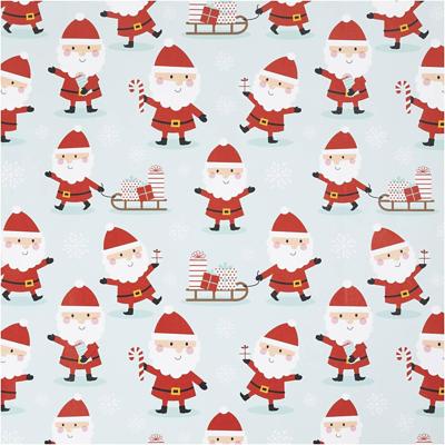 Creativ Company Inpakpapier, kerstman met slee, b: 50 cm, 80 gr, mint groen, 100 m/ 1 rol