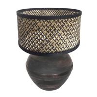 Steinhauer TafellampLyons zwart met bamboe kap 56cm - 3745ZW - thumbnail