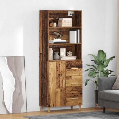 Hoge kast met lade Oud Hout 69,5 x 32,5 x 180 cm Bewerkt hout