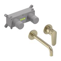 Inbouw Wastafelmengkraan MAY Forma Eenhendel Incl. Inbouwbox Geborsteld Mat Goud PVD - thumbnail