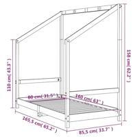Kinderbedframe 80x160 cm massief grenenhout zwart - thumbnail