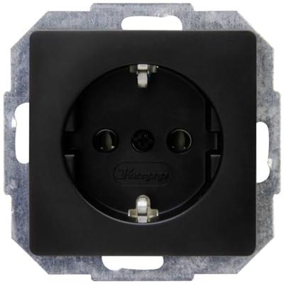 KOPP - Wandcontactdoos - Paris HK05 - Inbouw - 1-voudig Enkel Stopcontact - Randaarde - Mat Zwart