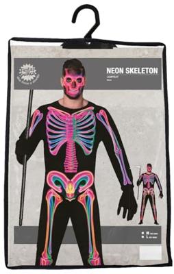 Neon Jumpsuit Zwart Skelet Heren