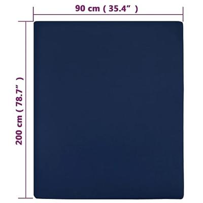 VidaXL Hoeslaken jersey 90x200 cm katoen marineblauw VidaXL Hoeslaken jersey 90x200 cm katoen marineblauw