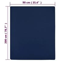 Hoeslaken jersey 90x200 cm katoen marineblauw - thumbnail