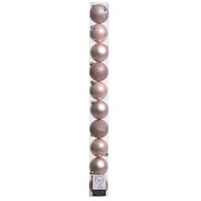 Decoris kerstballen set plastic 10st poederroze 6cm