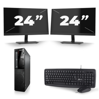 Lenovo ThinkCentre Edge 71 SFF - Intel Core i7-3e Generatie - 16GB RAM - 256GB SSD - Windows 10 + 2x 24 inch Monitor - thumbnail