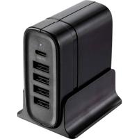 VOLTCRAFT UC-5ACX001 USB-oplader 41.5 W 4x USB-A, 1x USB-C USB PD Zwart Binnen USB Power Delivery (USB-PD) - thumbnail