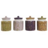 Tin DKD Home Decor Groen Roze Mosterd Lila Dolomite Shabby Chic 1 L 12 x 12 x 16 cm (4 Stuks) - thumbnail