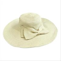 Meisjes grote brede rand Vintage Floppy zomer strandsporten Cap stro hoed zomer reizen Hat(Beige) - thumbnail