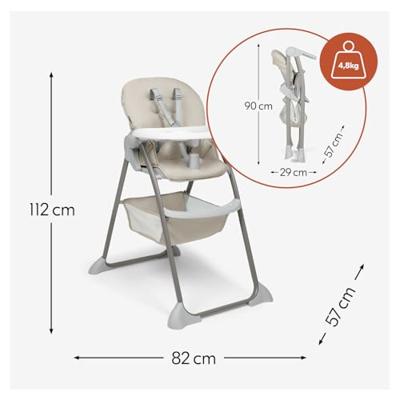 Kinderstoel - HAUCK - Zit en Opvouwbaar - Vanaf 6 maanden tot 15 kg - Opvouwbaar - Opbergmand onder de zitting - Beige