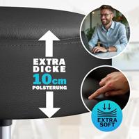 Draaikruk met verchroomd stalen basis + rugleuning zwart - thumbnail