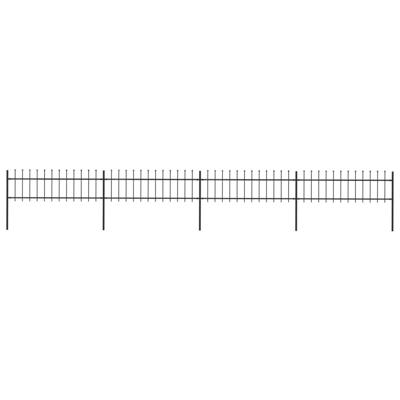Tuinhek met speren bovenkant 6,8x0,6 m staal zwart
