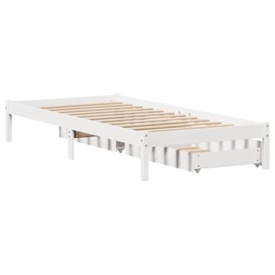 Bedframe zonder matras massief grenenhout wit 90x200 cm