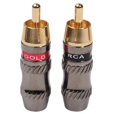REXLIS TR026 2 PC'S RCA male plug audio jack vergulde adapter voor DIY audiokabel & video kabel