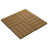 VidaXL Terrastegels diep reliëf 30x30 cm 1 m² hkc teakkleur 11 st - thumbnail