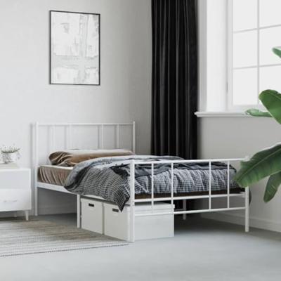 Bedframe met hoofd- en voeteneinde metaal wit 75x190 cm Bedframe met hoofd- en voeteneinde metaal wit 75x190 cm