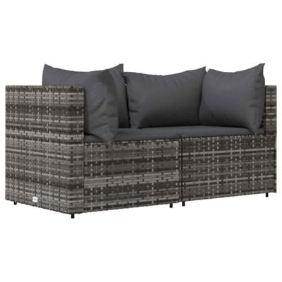 3-delige Loungeset met kussens poly rattan grijs 3-delige Loungeset met kussens poly rattan grijs