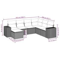 7-delige Loungeset met kussens poly rattan beige - thumbnail