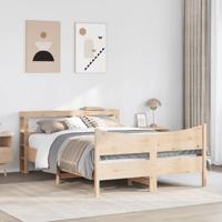 Bedframe met hoofdbord massief grenenhout 140x190 cm - thumbnail