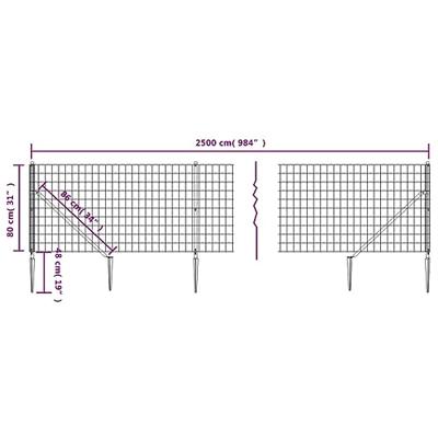 VidaXL Draadgaashek met grondankers 0,8x25 m groen