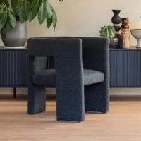WOOOD Fauteuil 'Tiwa' Bouclé, kleur Donkergrijs - thumbnail