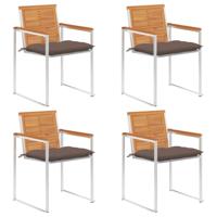 Tuinstoelen 4 st met kussens massief acaciahout - thumbnail