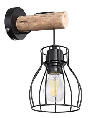 Globo WandlampMina zwart met hout - 15326NW