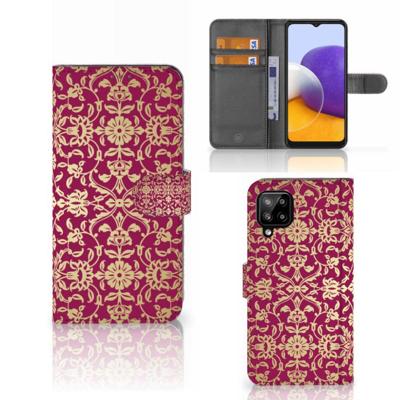 Wallet Case Samsung Galaxy A22 4G | M22 Barok Pink Wallet Case Samsung Galaxy A22 4G | M22 Barok Pink