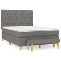 Boxspring met matras stof donkergrijs 140x200 cm - thumbnail