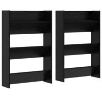 VidaXL Schoenenkast 2 pcs zwart eiken 60 x 18 x 90 cm bewerkt hout - thumbnail